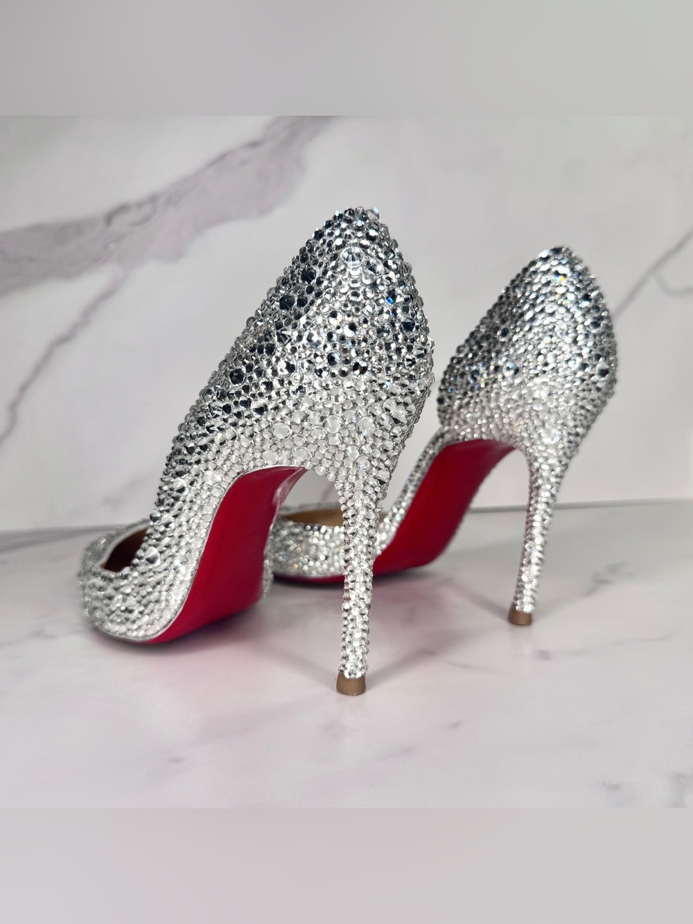 Christian Louboutin Iriza Silver Strass Crystal Heels Size 36.5 / 6.5 - Picture 14 of 16